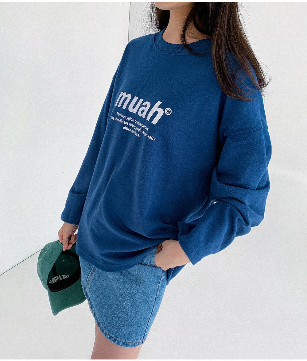 韓國 muahmuah 標準圖案 薄長袖T恤  (現貨)