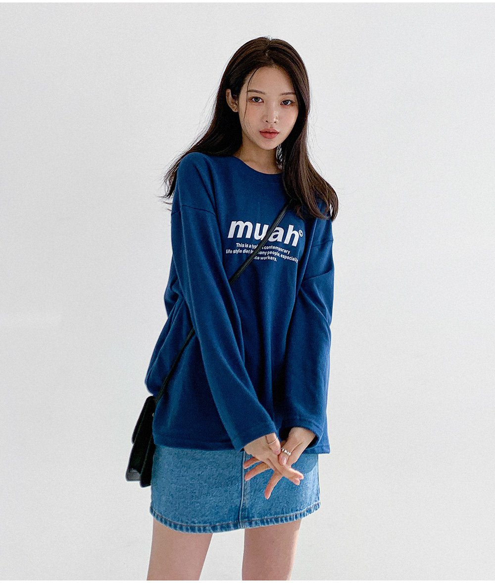 韓國 muahmuah 標準圖案 薄長袖T恤  (現貨)