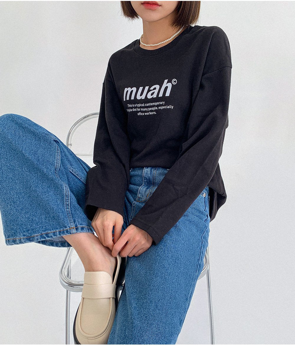 韓國 muahmuah 標準圖案 薄長袖T恤  (現貨)