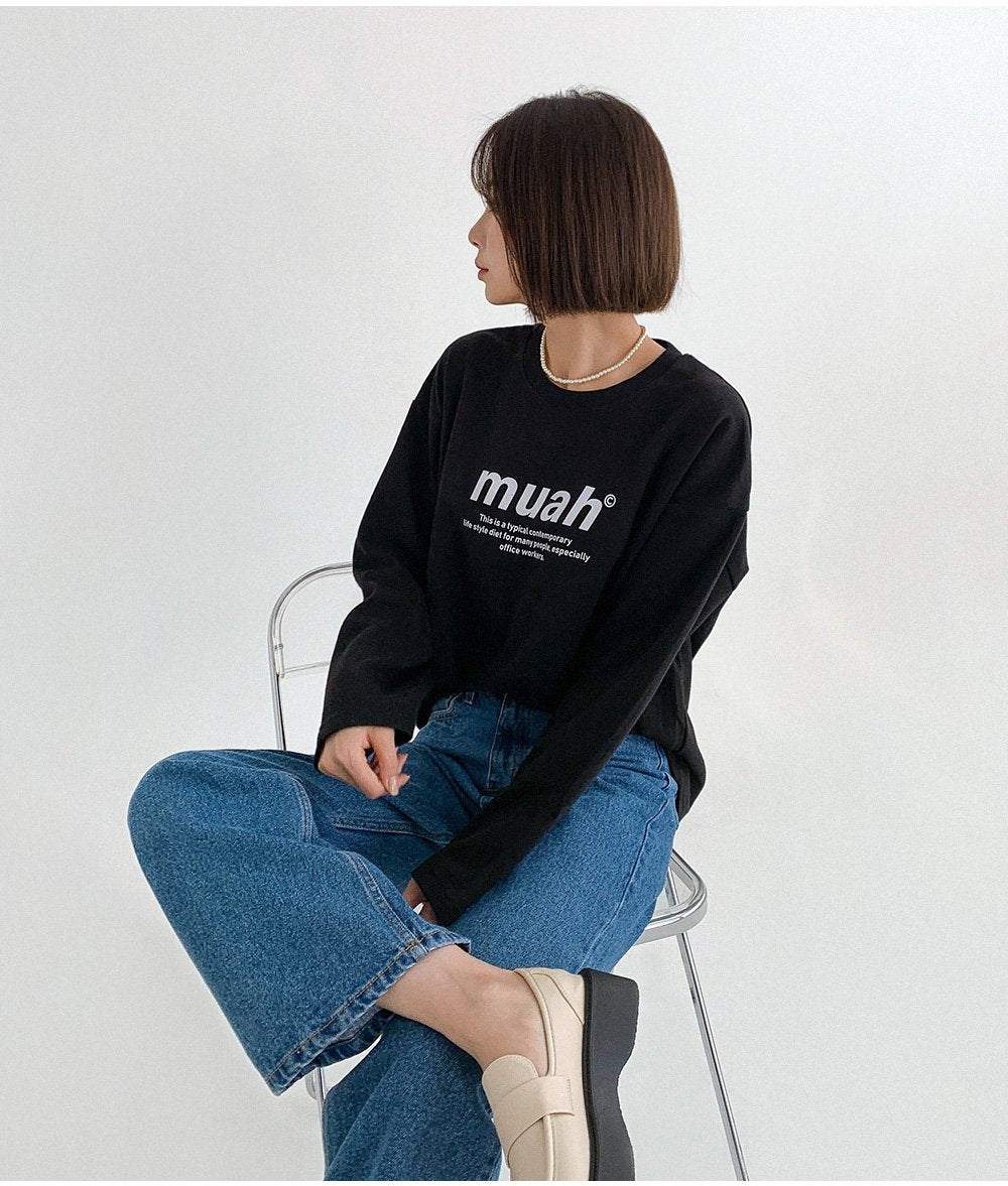 韓國 muahmuah 標準圖案 薄長袖T恤  (現貨)