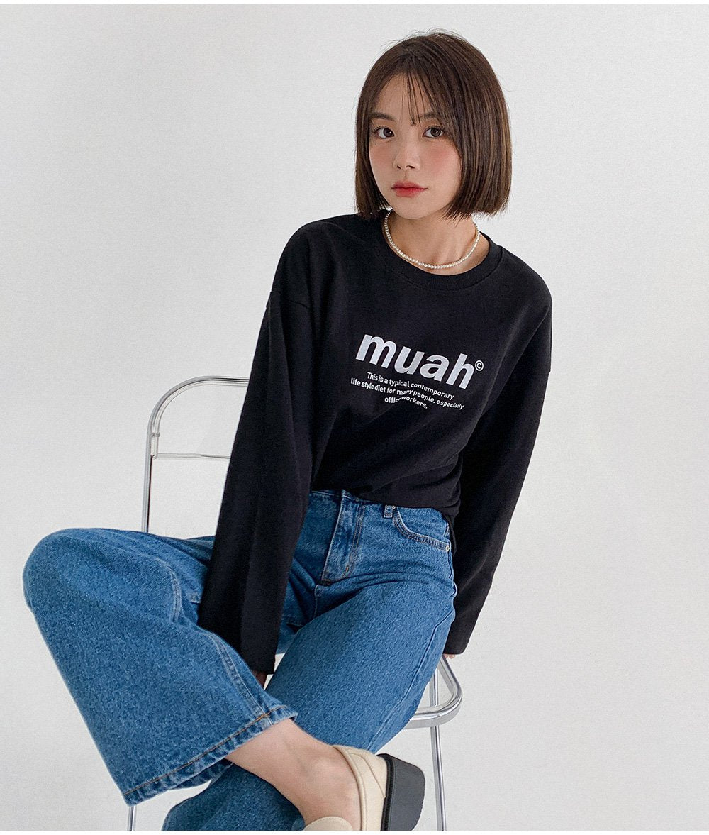 韓國 muahmuah 標準圖案 薄長袖T恤  (現貨)