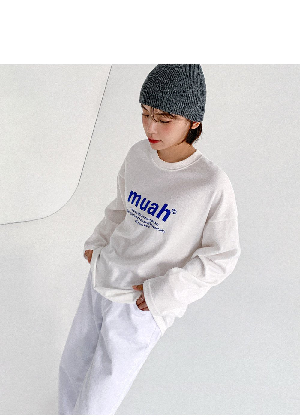 韓國 muahmuah 標準圖案 薄長袖T恤  (現貨)