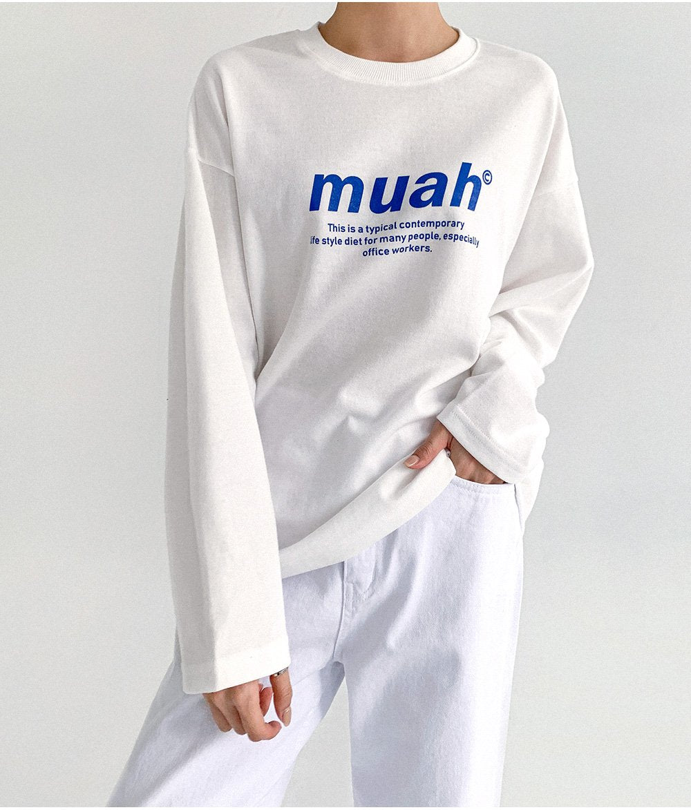 韓國 muahmuah 標準圖案 薄長袖T恤  (現貨)