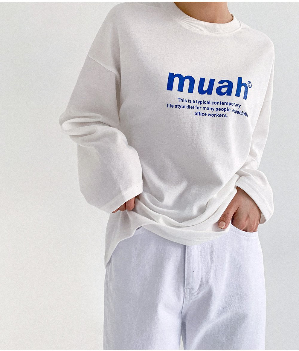 韓國 muahmuah 標準圖案 薄長袖T恤  (現貨)