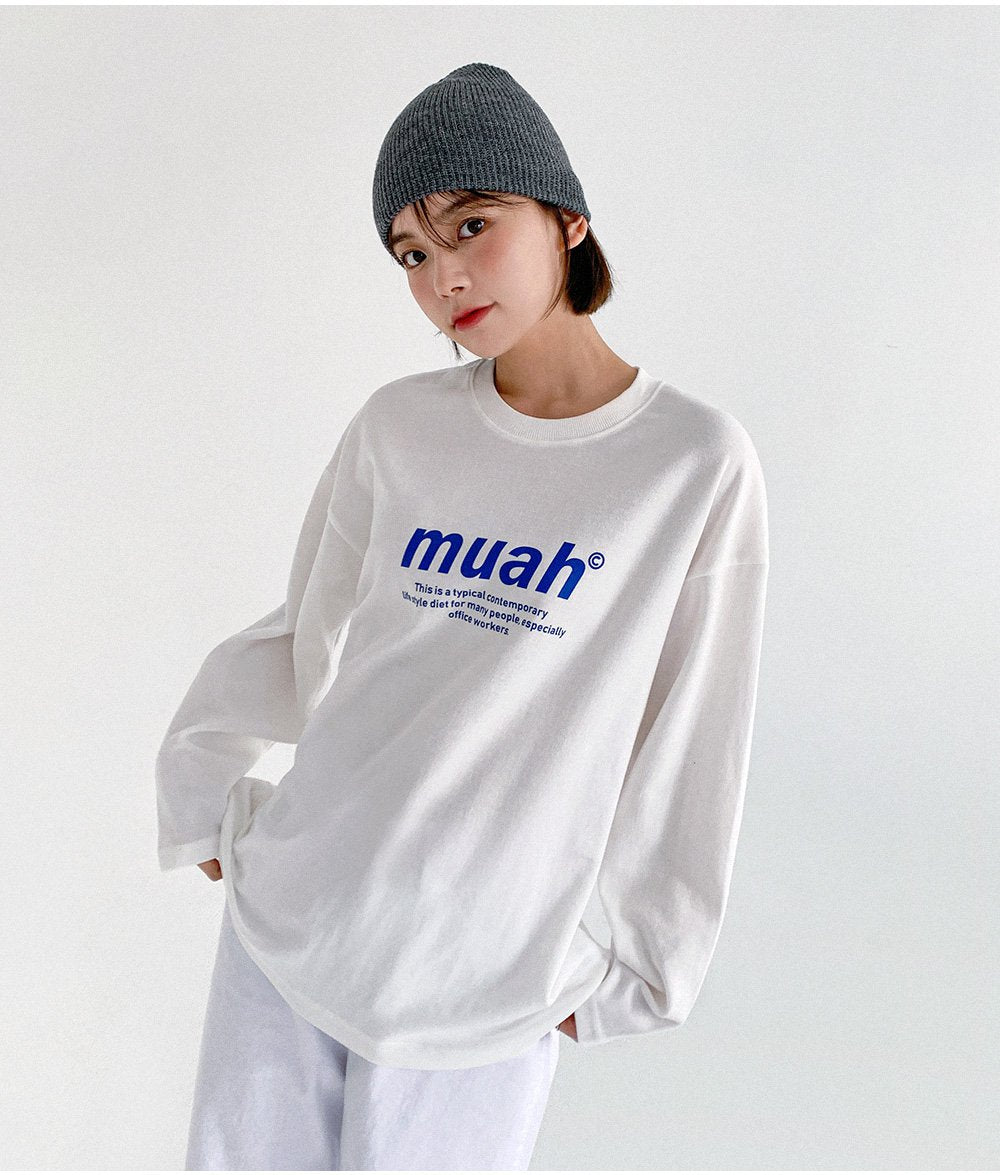 韓國 muahmuah 標準圖案 薄長袖T恤  (現貨)