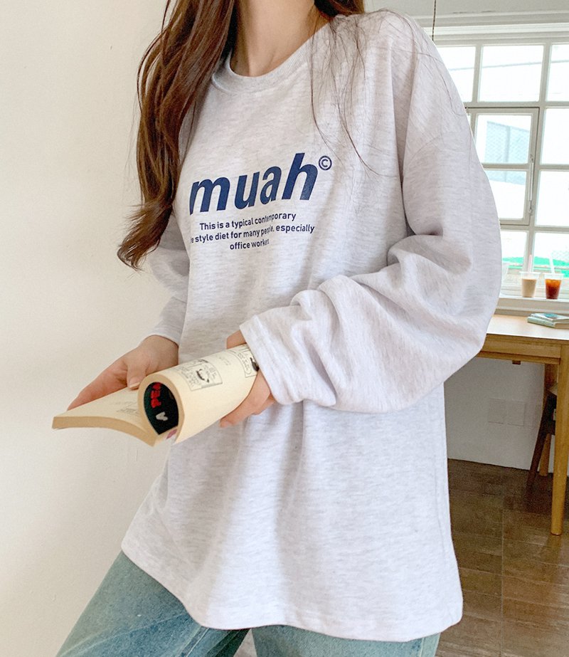 韓國 muahmuah 標準圖案 薄長袖T恤  (現貨)