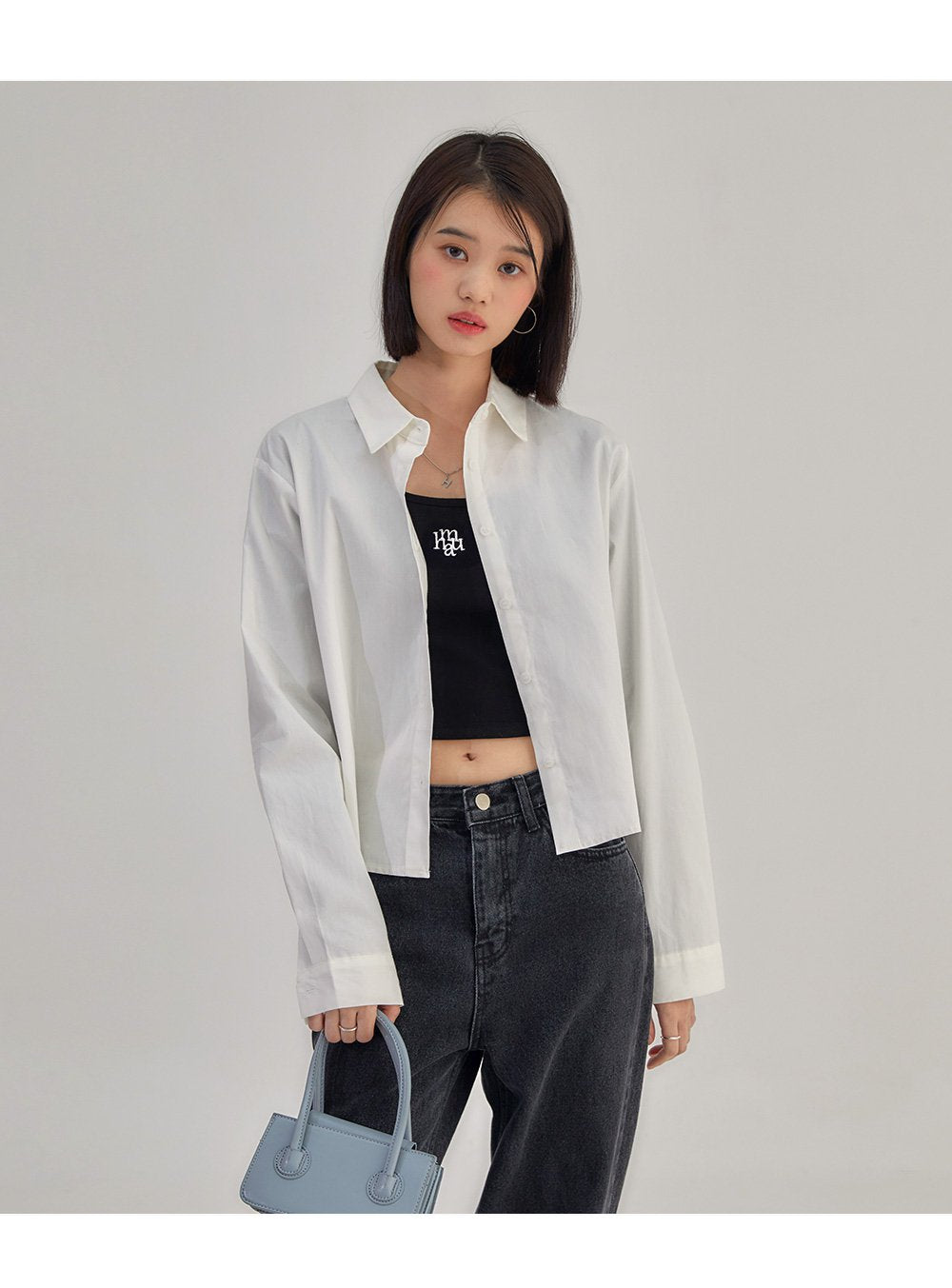 韓國 muahmuah (新品買一送一) 方形領子短身長袖子  (現貨)