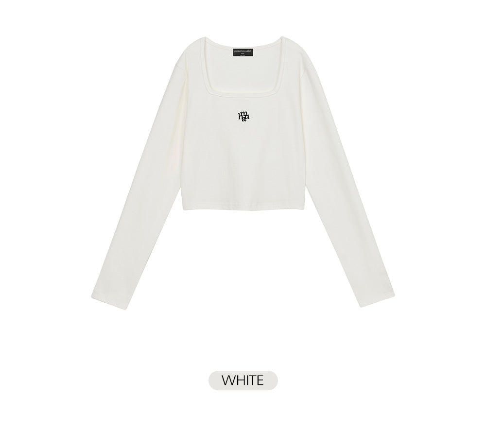 韓國 muahmuah (新品買一送一) 方形領子短身長袖子  (現貨)