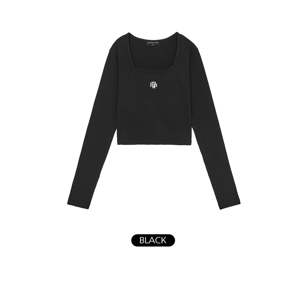 韓國 muahmuah (新品買一送一) 方形領子短身長袖子  (現貨)