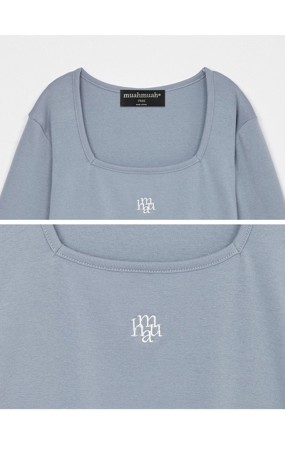 韓國 muahmuah (新品買一送一) 方形領子短身長袖子  (現貨)