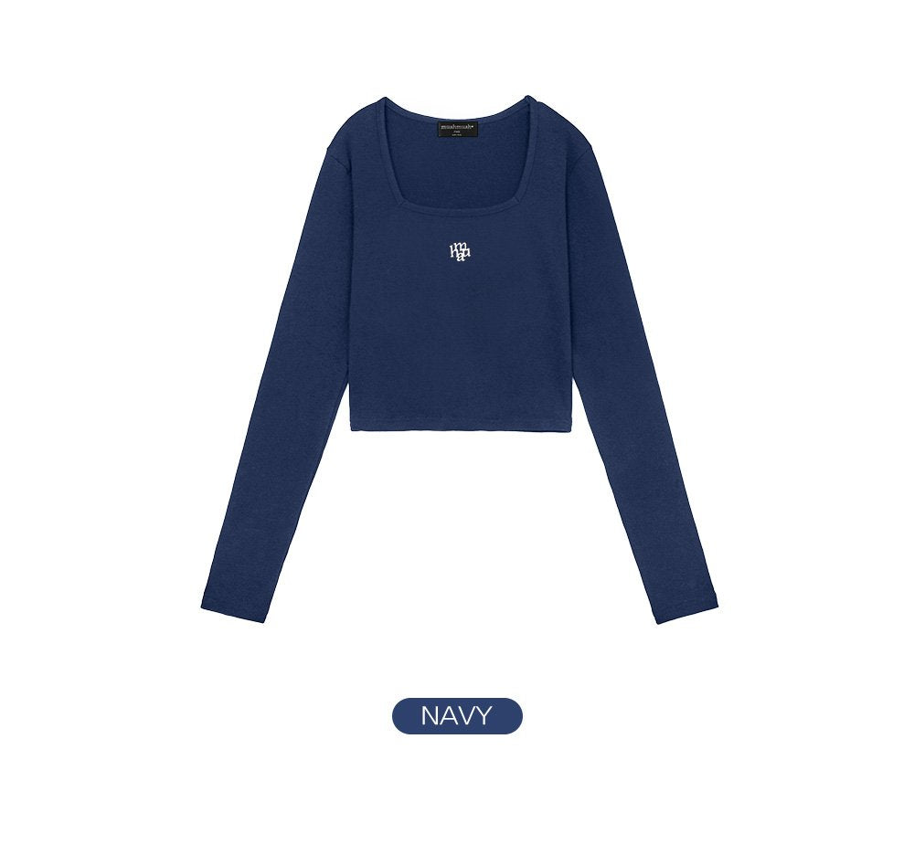 韓國 muahmuah (新品買一送一) 方形領子短身長袖子  (現貨)