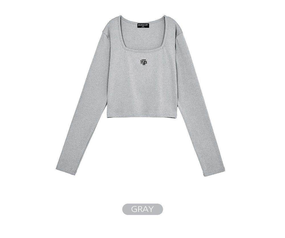 韓國 muahmuah (新品買一送一) 方形領子短身長袖子  (現貨)