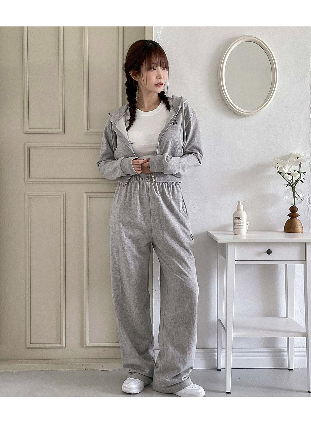 韓國 muahmuah  刺繡LOGO 亮點棉質運動褲  (現貨+預購)