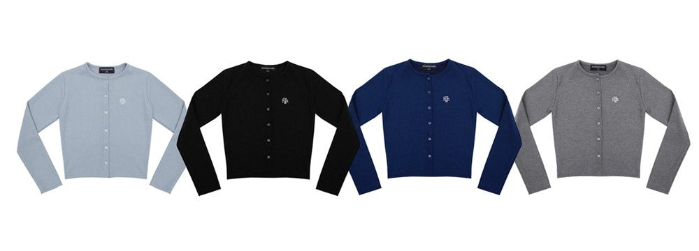 韓國 muahmuah {SET} 刺繡LOGO 修身款 針織開衫外套  (現貨+預購)