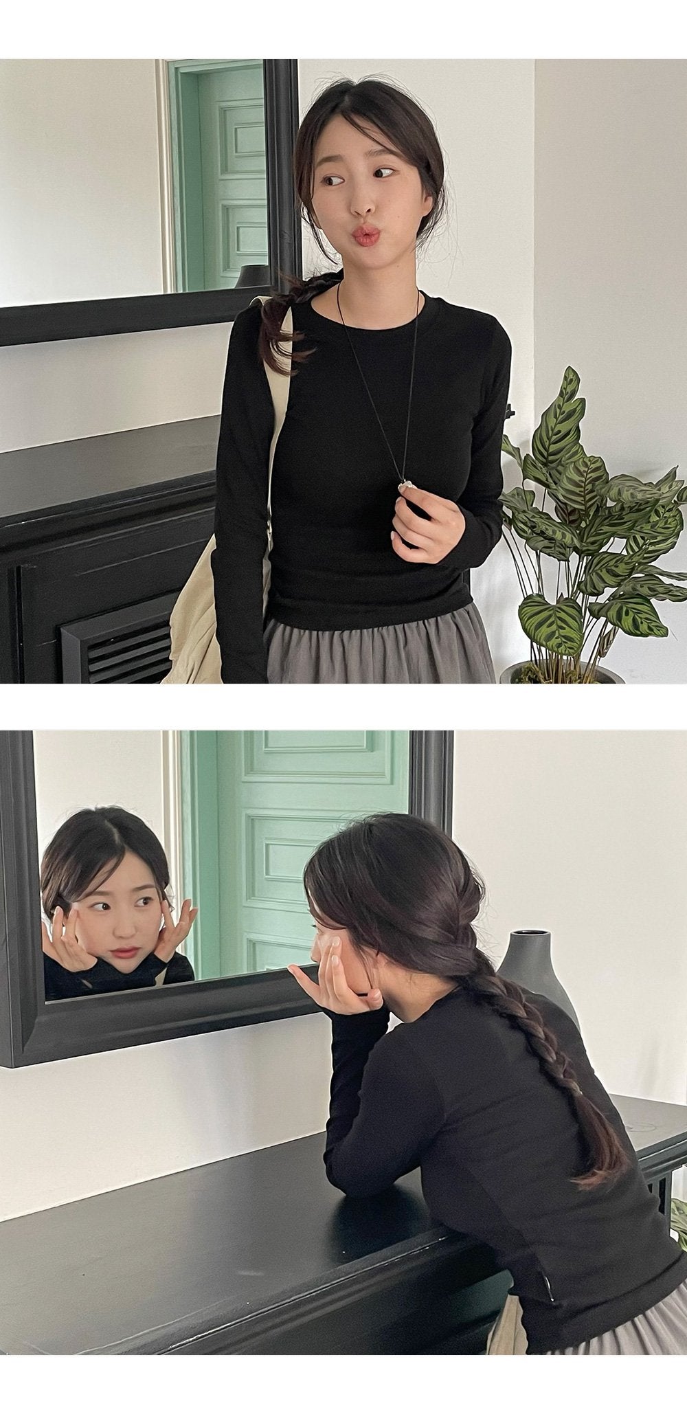 韓國 muahmuah 修身版 基本款 薄長袖T恤  (現貨+預購)