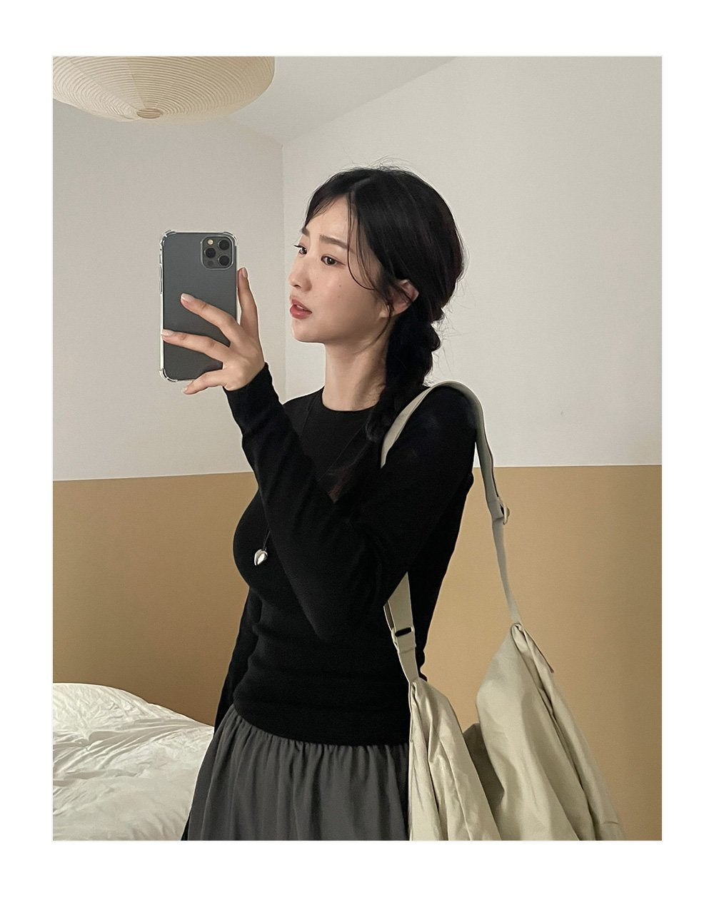 韓國 muahmuah 修身版 基本款 薄長袖T恤  (現貨+預購)