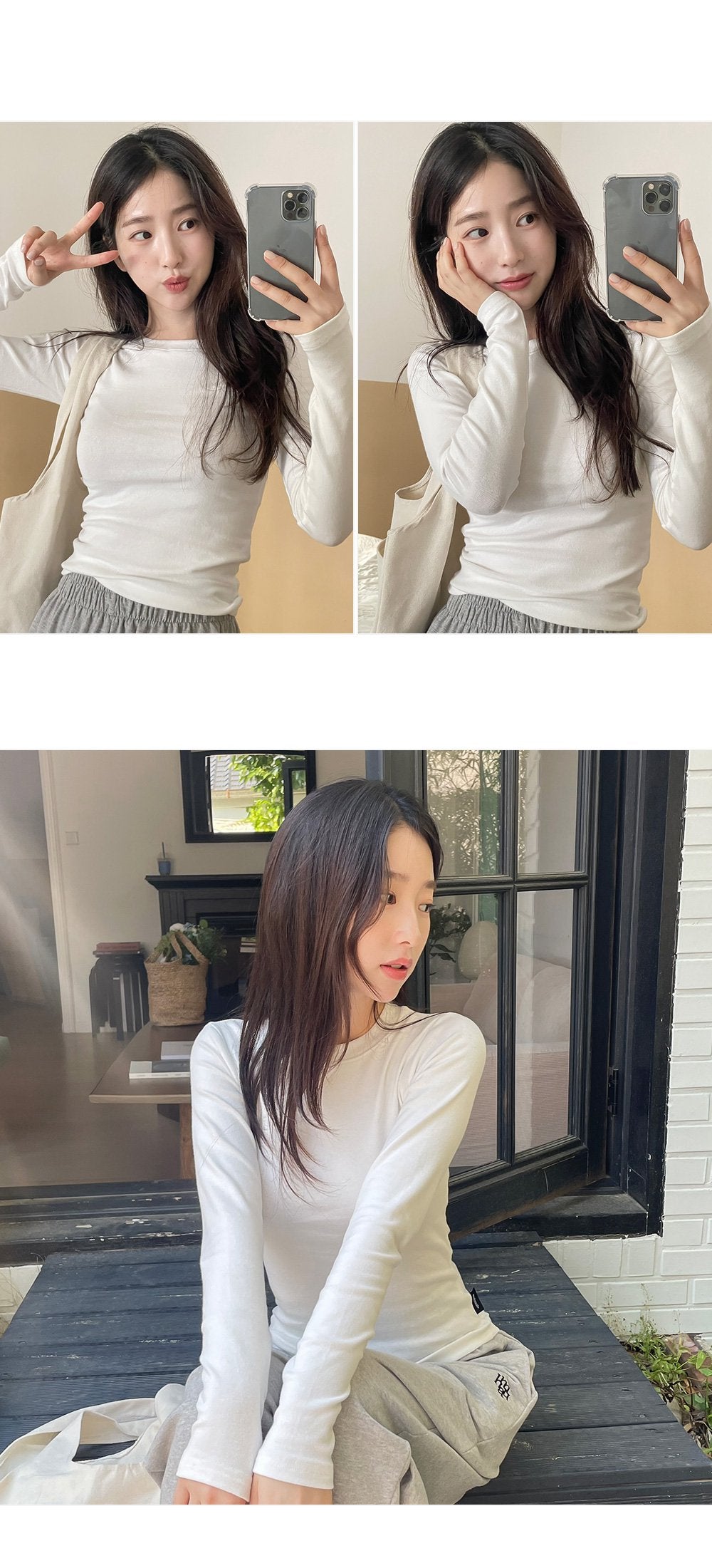 韓國 muahmuah 修身版 基本款 薄長袖T恤  (現貨+預購)