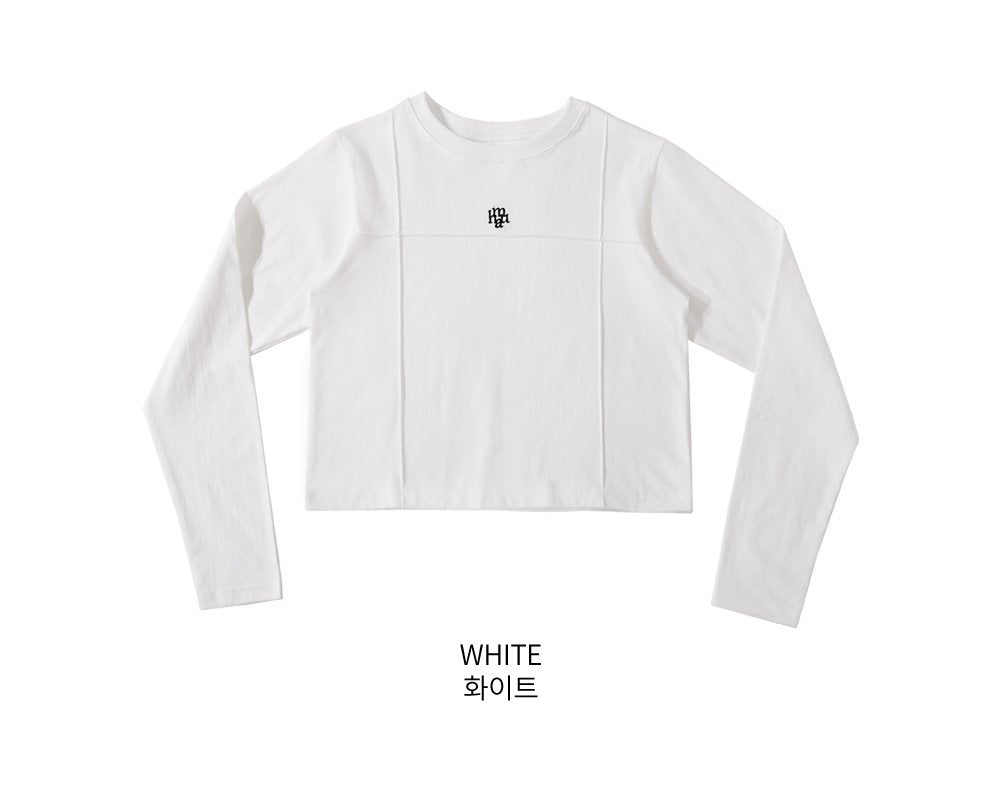 韓國 muahmuah 刺繡LOGO 立體線條 薄長袖T恤  (現貨)