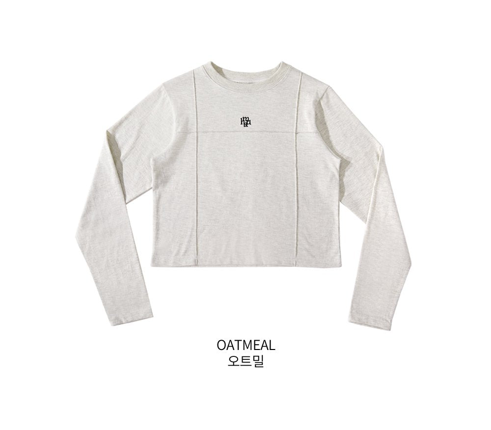 韓國 muahmuah 刺繡LOGO 立體線條 薄長袖T恤  (現貨)