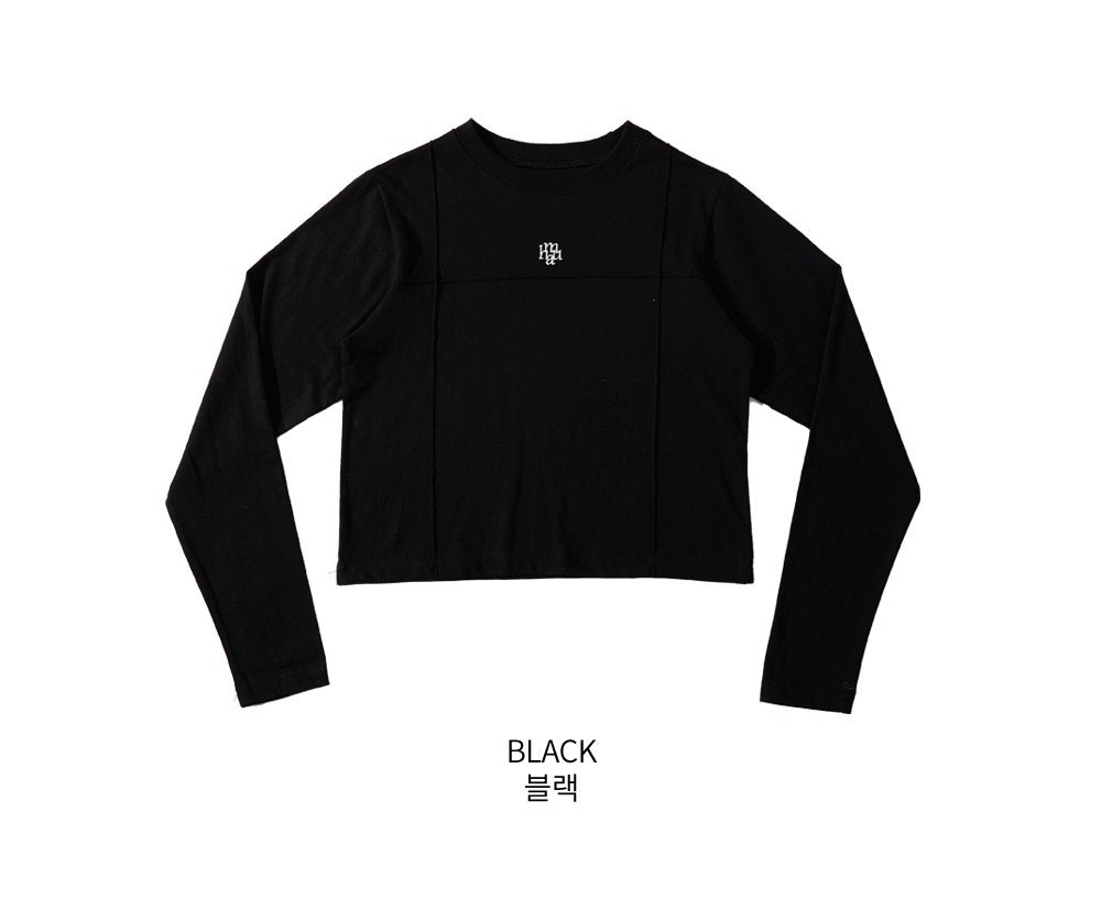 韓國 muahmuah 刺繡LOGO 立體線條 薄長袖T恤  (現貨)