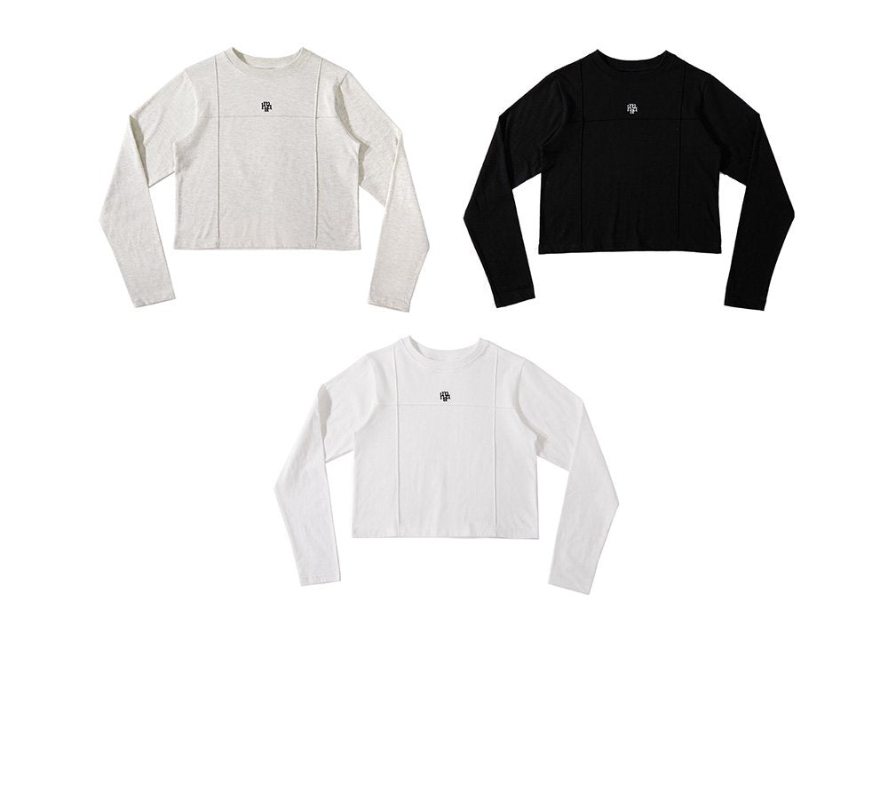 韓國 muahmuah 刺繡LOGO 立體線條 薄長袖T恤  (現貨)