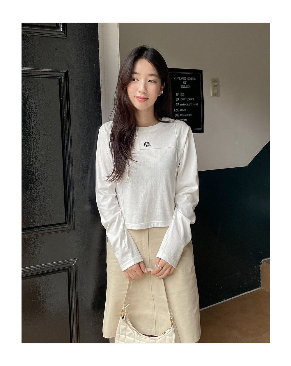 韓國 muahmuah 刺繡LOGO 立體線條 薄長袖T恤  (現貨)