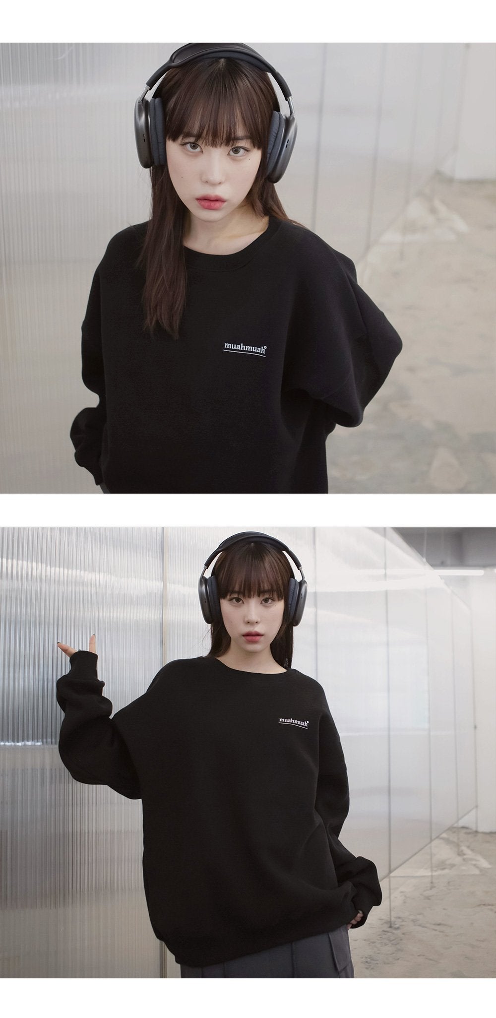 韓國 muahmuah 字母 LOGO 拉絨 基本款 棉質休閒長袖衫  (現貨毛絨+預購)