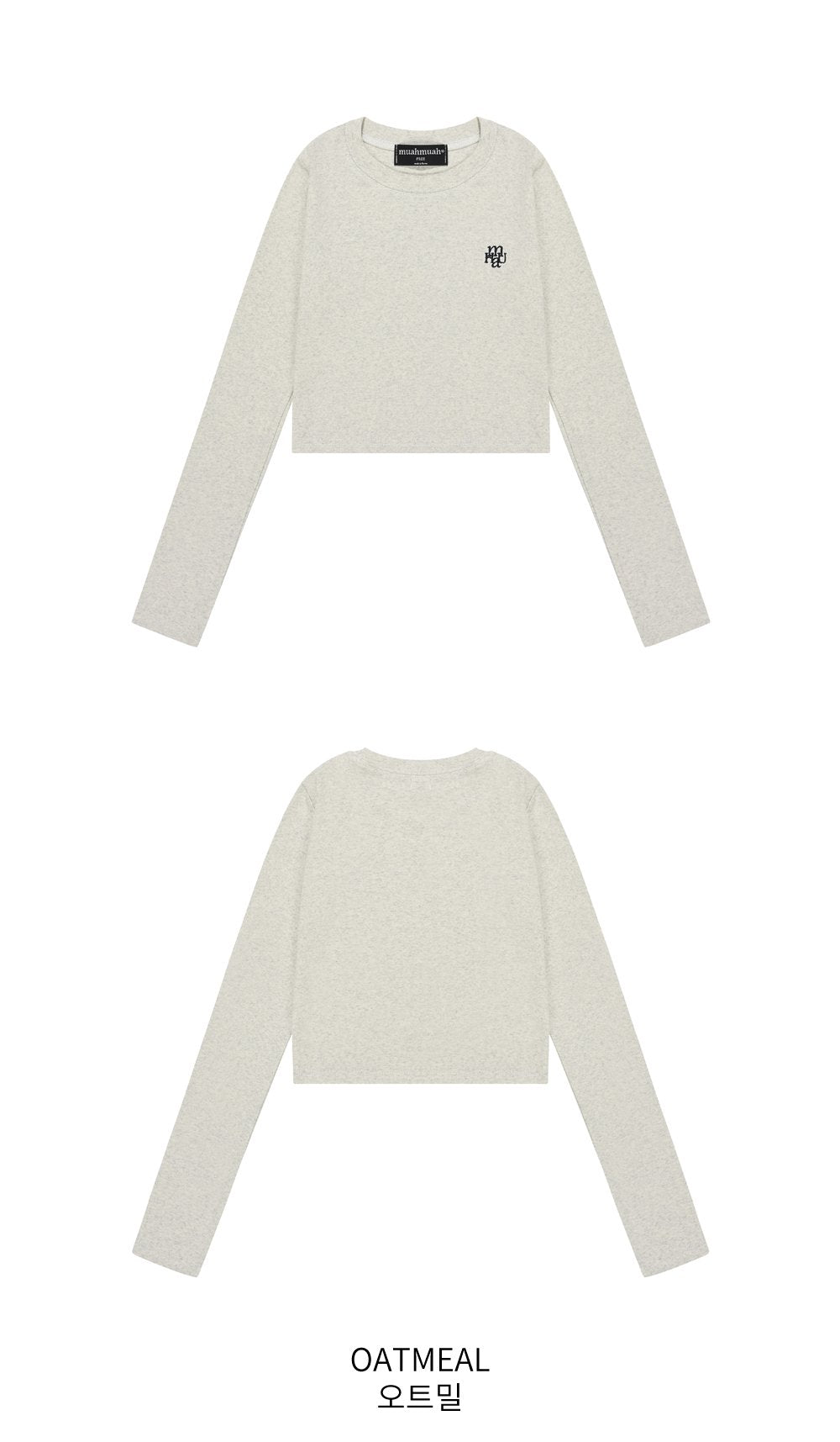 韓國 muahmuah 刺繡LOGO 露臍 長袖T恤  (現貨+預購)