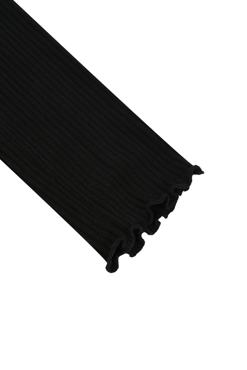 韓國 muahmuah 刺繡LOGO  修身露臍 荷葉邊U領薄長袖T恤  (現貨+預購)