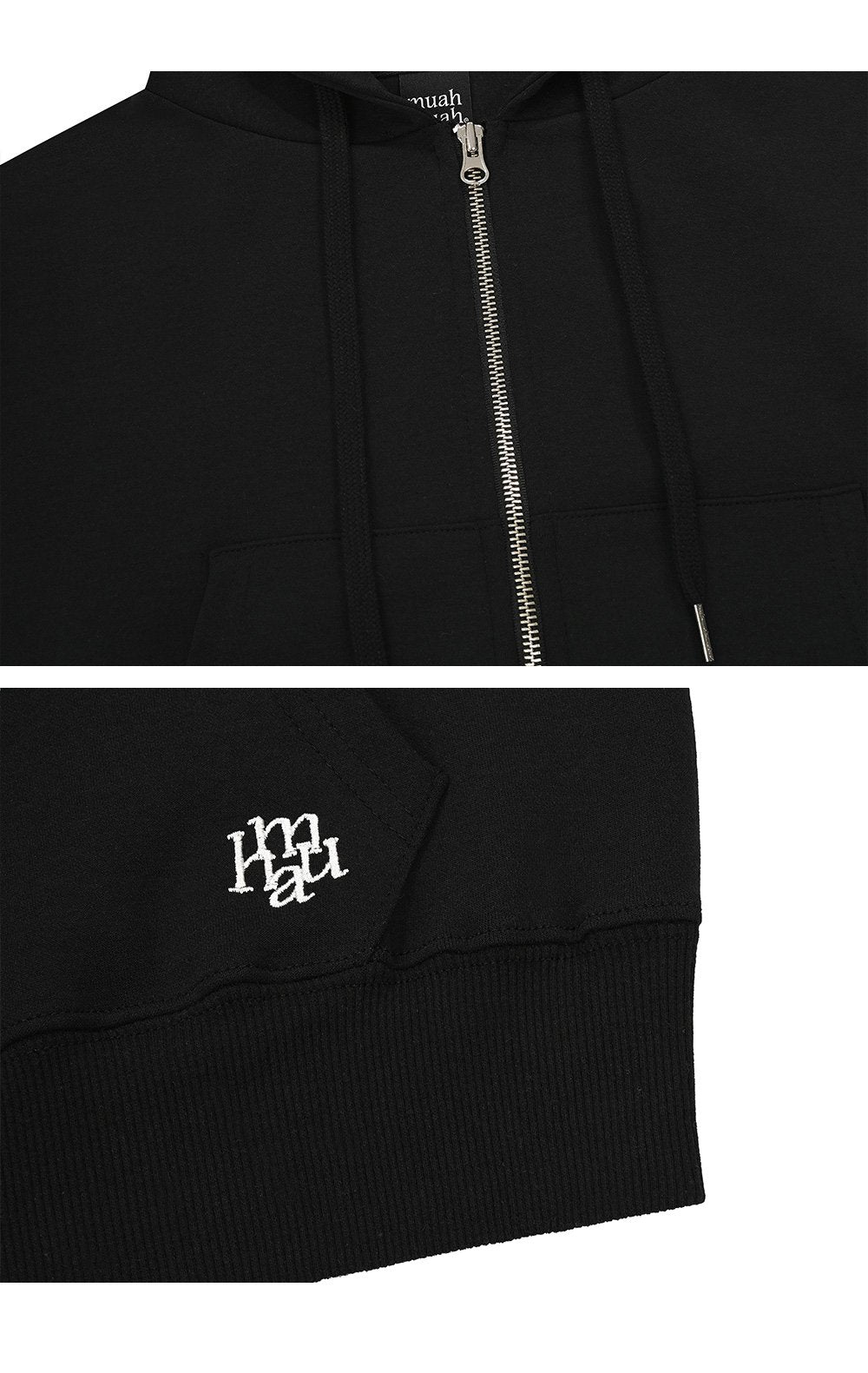 韓國 muahmuah  刺繡LOGO  棉質短版連帽子拉鍊外套 (現貨+預購)