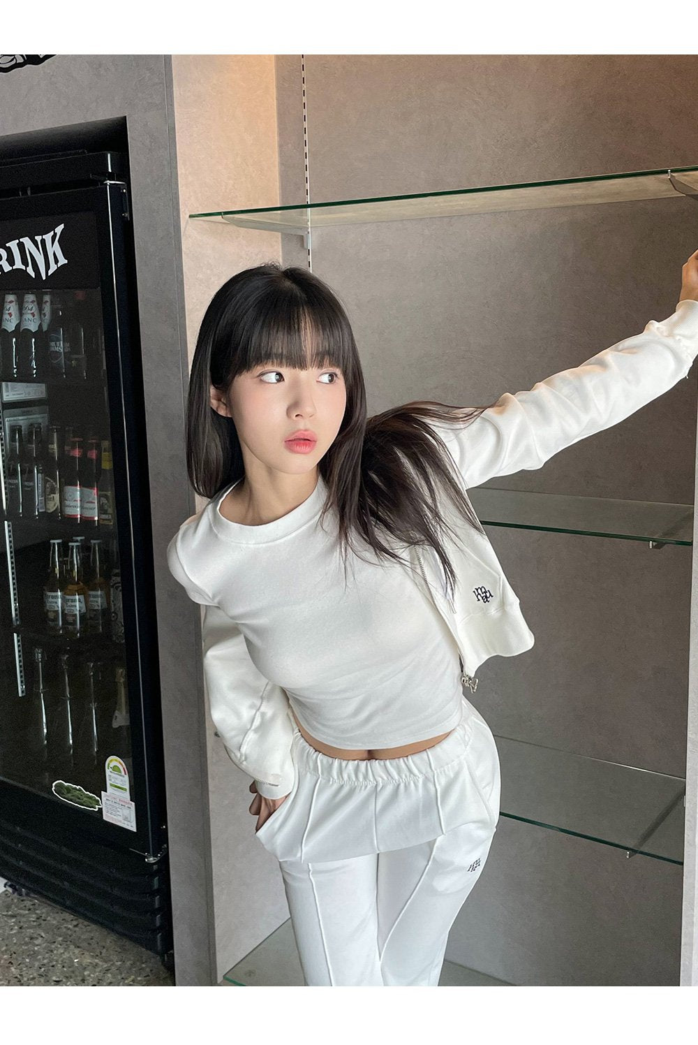 韓國 muahmuah  刺繡LOGO  棉質短版連帽子拉鍊外套 (現貨+預購)