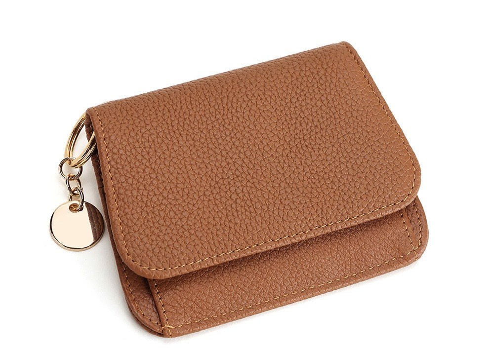 💖新品上架【梨花瑪雅】實拍選品比手機還小荔枝紋真皮金圓扣短版小皮夾(四色)