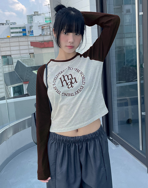 韓國 muahmuah LOGO縫線美式休閒薄長袖T恤 (現貨+預購)