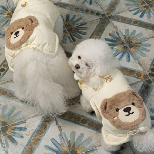 🔥新品上架【梨花娘】🐈⬛BAILEY 【梨花娘】泰迪熊口袋圖案防風鋪棉寵物服飾(4色) 寶貝禮物