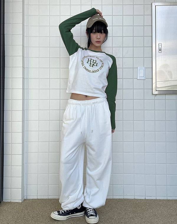 韓國 muahmuah LOGO縫線美式休閒薄長袖T恤 (現貨+預購)