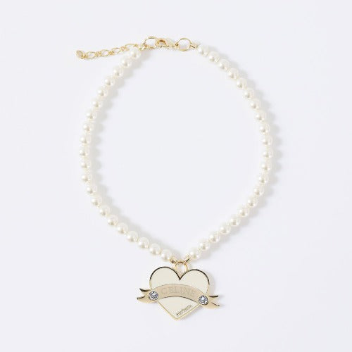 新品上架【梨花娘】💖韓國品牌 PETTISTA|In My Heart Swarovski 訂製珍珠寵物水晶項鍊(5色)含專屬客製刻字服務