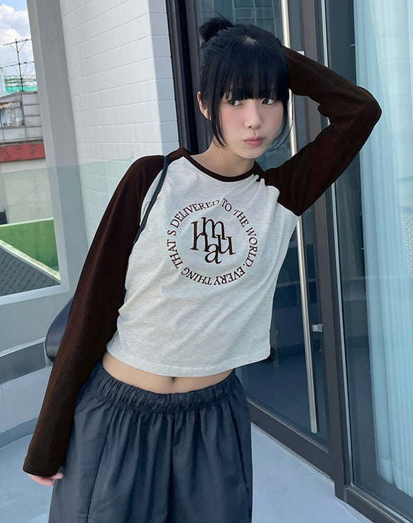韓國 muahmuah LOGO縫線美式休閒薄長袖T恤 (現貨+預購)