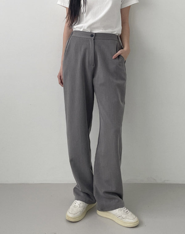 무아무아 긴 고무줄 편안한 정장 와이드 팬츠