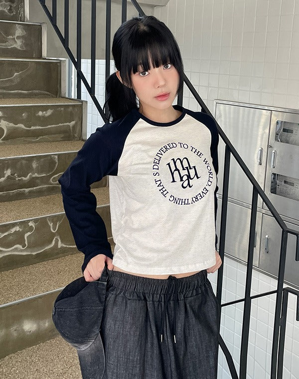 韓國 muahmuah LOGO縫線美式休閒薄長袖T恤 (現貨+預購)