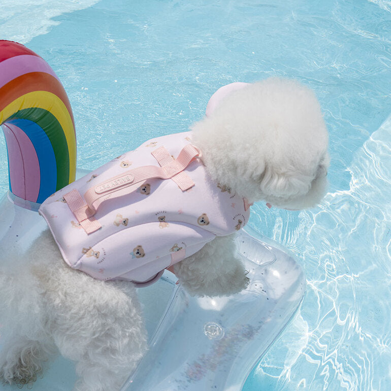 韓國新品上架【梨花娘】🐾BAILEY 🐶夏日馬卡龍色系高浮力清涼透氣寵物漂浮泳衣(3色)