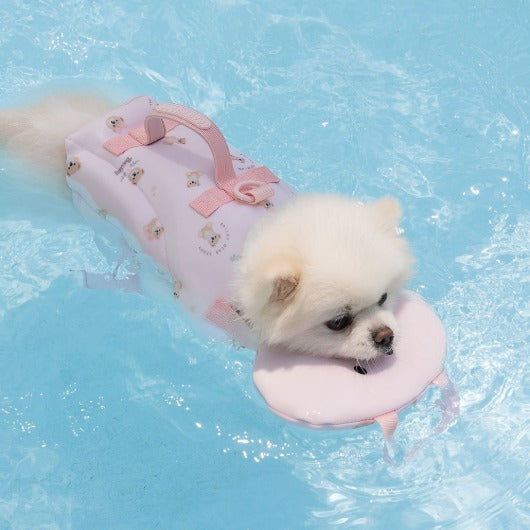 韓國新品上架【梨花娘】🐾BAILEY 🐶夏日馬卡龍色系高浮力清涼透氣寵物漂浮泳衣(3色)