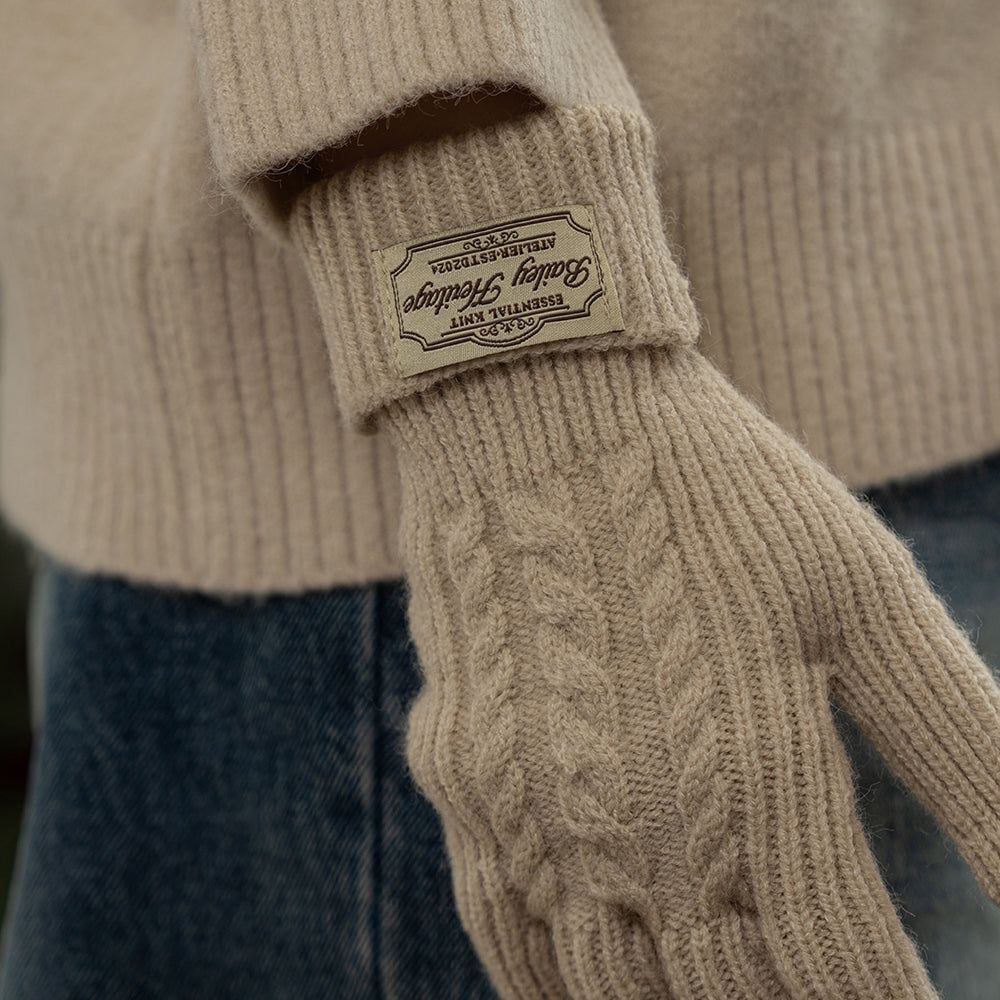 ✈️【梨花娘】韓國BAILEY❄️北歐暖嶼連帽圍脖針織親膚保暖手套親密寵物同款(2色)