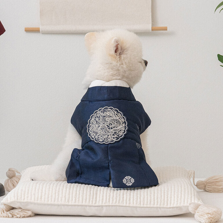 韓國新品上架【梨花娘】🐾BAILEY 🐶秋冬新品 尊貴刺繡皇室龍袍寵物韓服(2色)