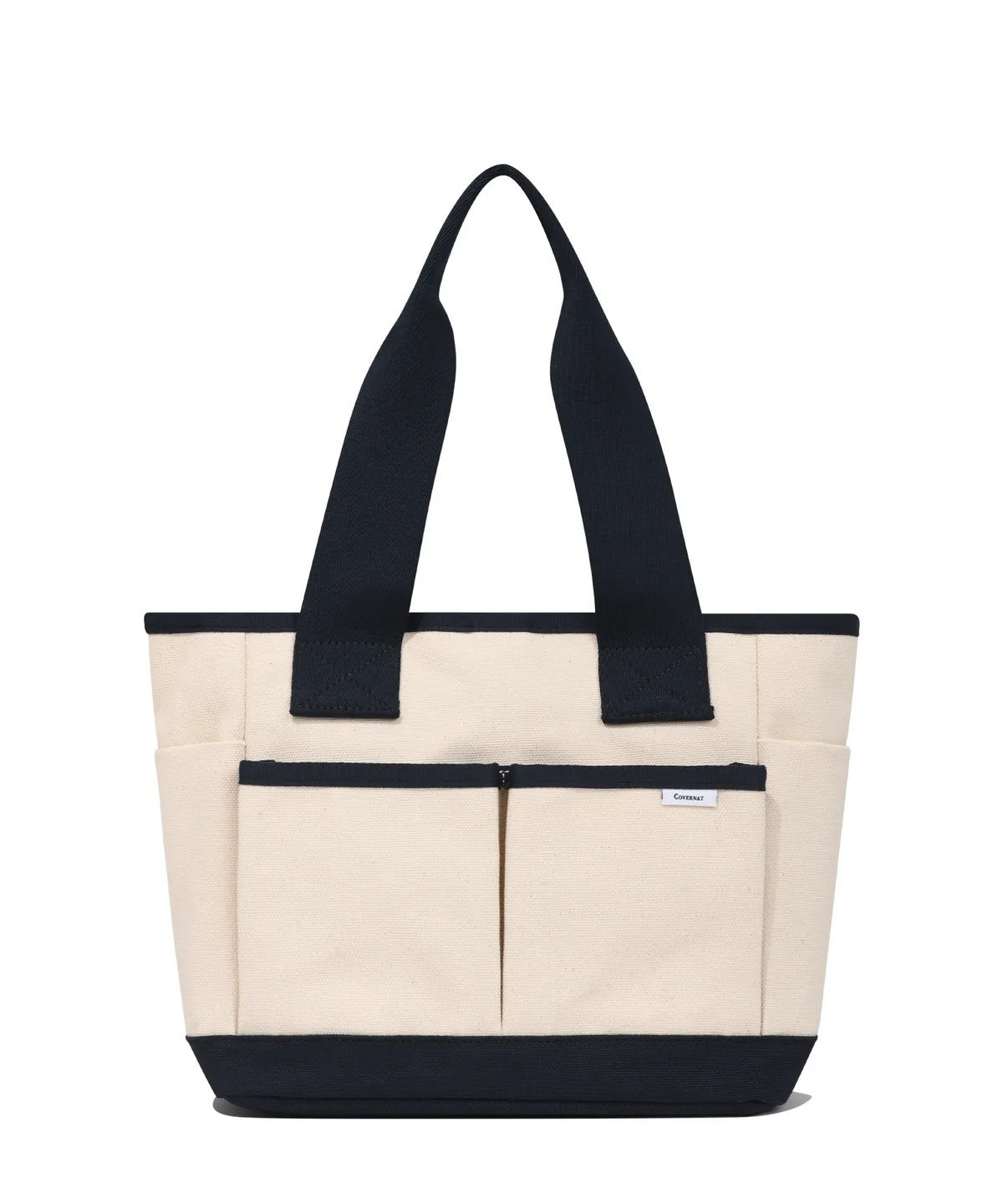 💕新品上架【梨花娘】韓國COVERNAT Arch Logo Canvas Tote Bag Navy厚實手提帆布包(2色)