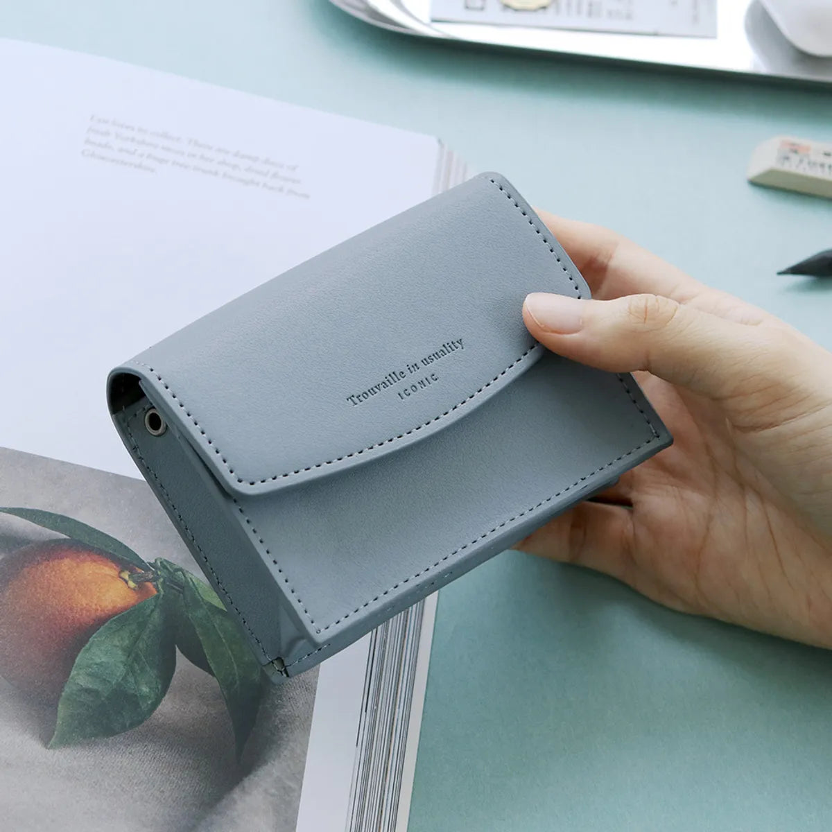 新品上架【梨花娘】ICONIC韓國Journey 防潑水可掛釦鑰匙圈六色卡片復古小方包💕