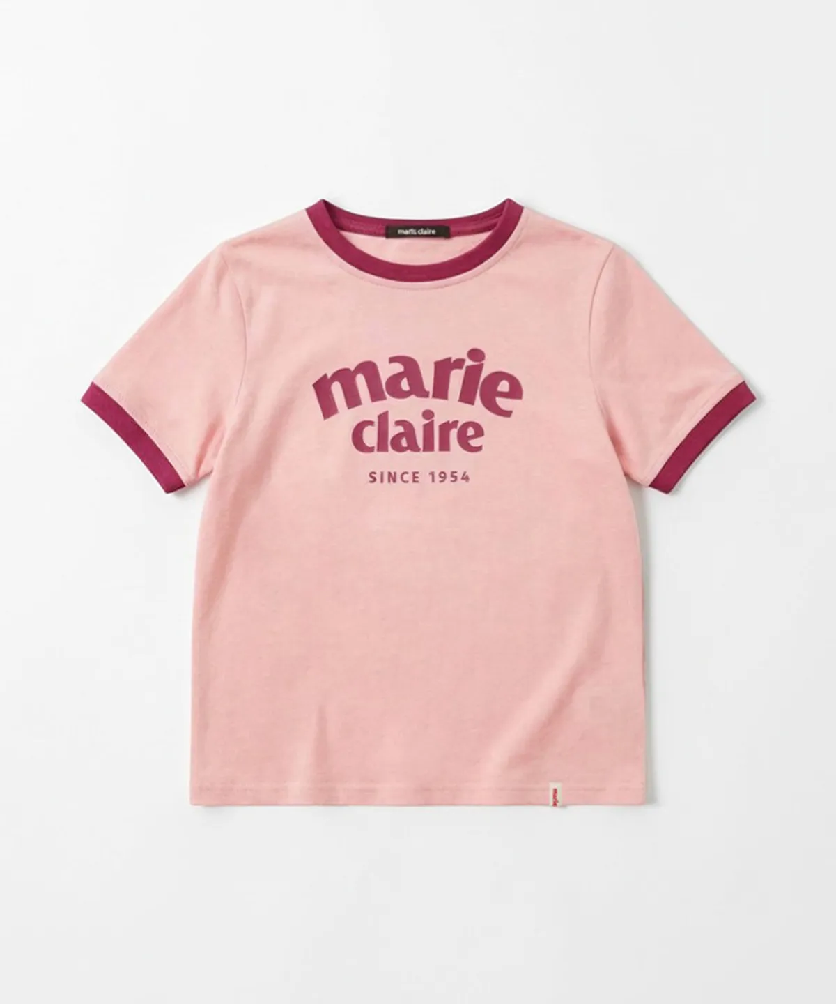 🆕新品上架💖【梨花娘】韓國品牌Marie Claire 學院風弧形 Logo 撞色滾邊短袖上衣(6色)