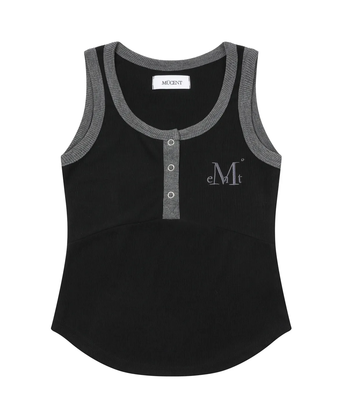 🆕新品上架💖【梨花娘】韓國品牌 Muscent 顯瘦親膚撞色鈕釦短版羅紋刺繡LOGO背心(6色)
