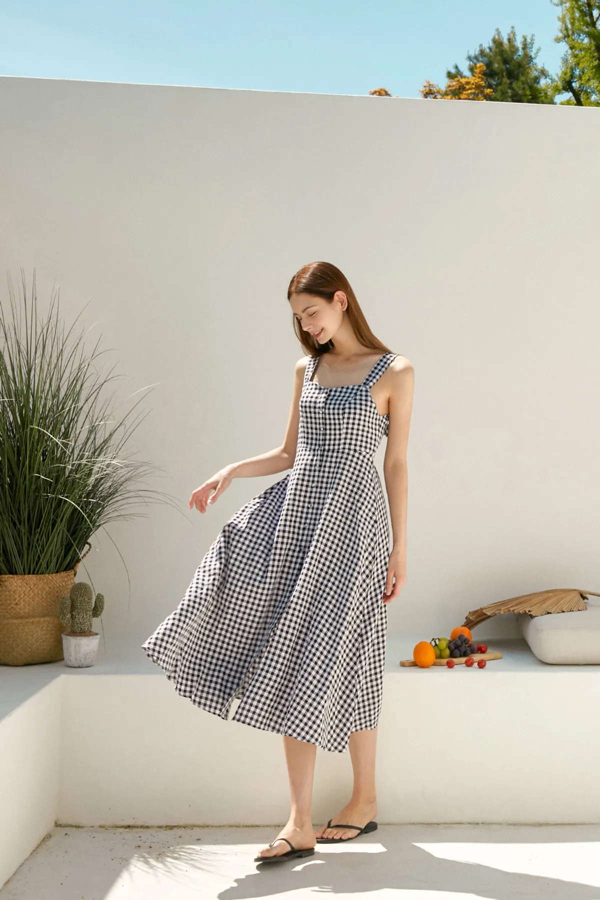 🆕新品上架【梨花娘】韓國品牌LIMOARE💕Delia 經典法式微甜輕盈修身收腰格紋連身洋裝