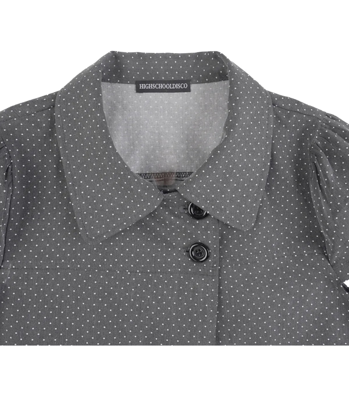 💖韓國暢銷品牌HIGH SCHOOL DISCO🆕新品上架 灰色復古圓點公主袖傘擺襯衫