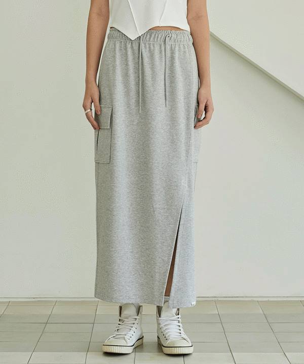 韓國 ACOVER  H型側口袋修身開叉棉裙 (現貨+預購)